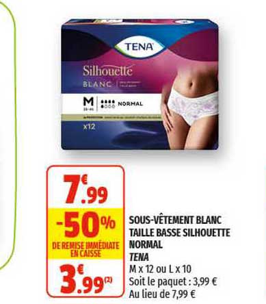 sous-vêtement blanc taille basse silhouette normal tena