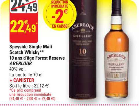 speyside single malt scotch whisky** 10 ans d'âge forest reserve aberlour