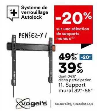 support mural 32"-55" vogel's