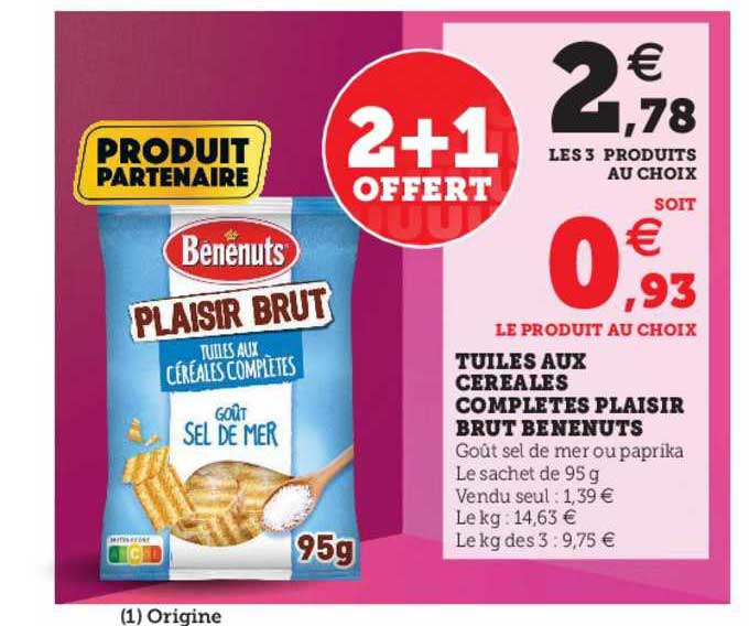 tuiles aux céréales complètes plaisir brut benenuts