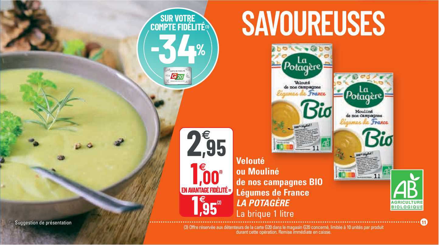 velouté ou mouliné de nos campagnes bio légumes de france la potagère