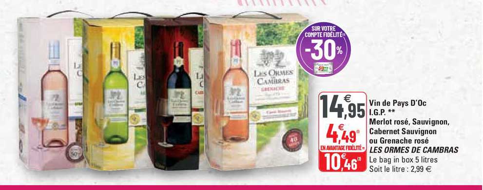 vin de pays d'oc i.g.p. ** merlot rosé, sauvignons, cabernet sauvignon ou grenache rosé les ormes de cambras