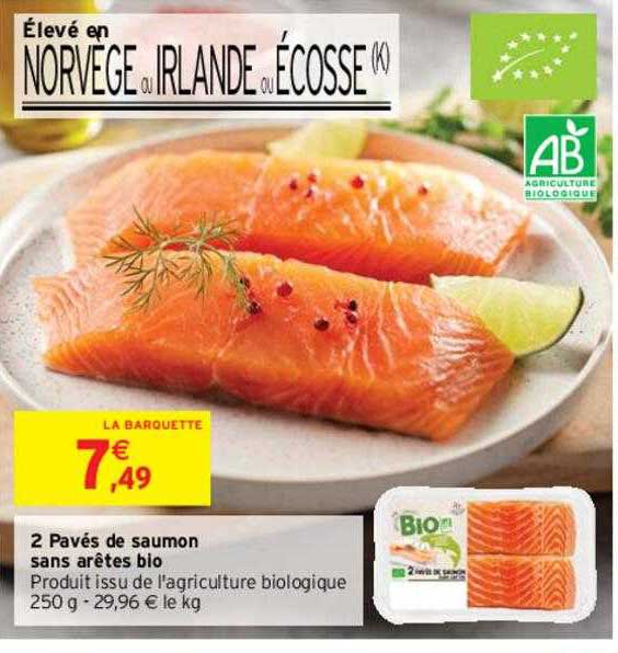 2 pavés de saumon sans arêtes bio
