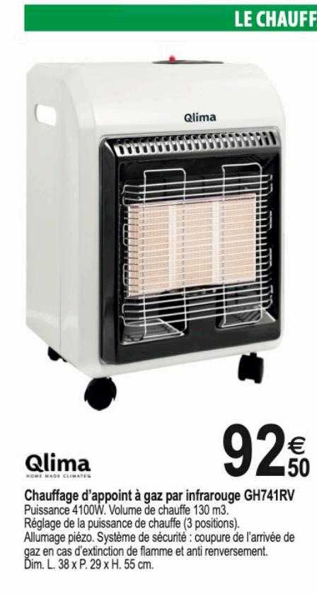 chauffage d'appoint à gaz par infrarouge gh741rv qlima