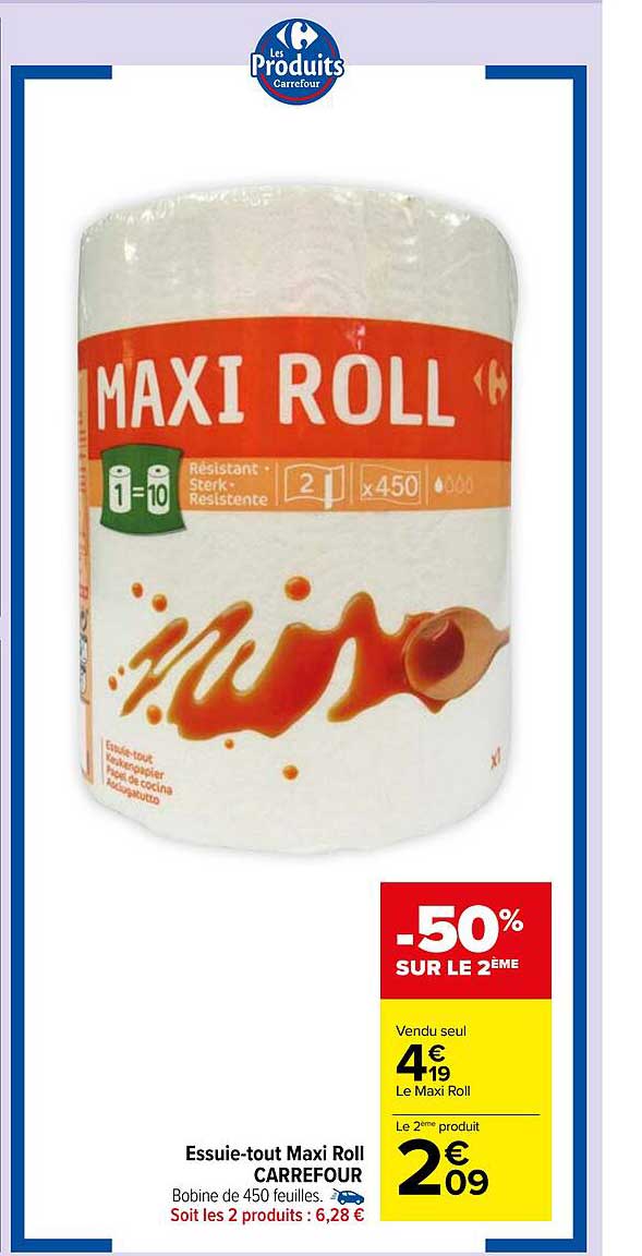 essuie-tout maxi roll carrefour