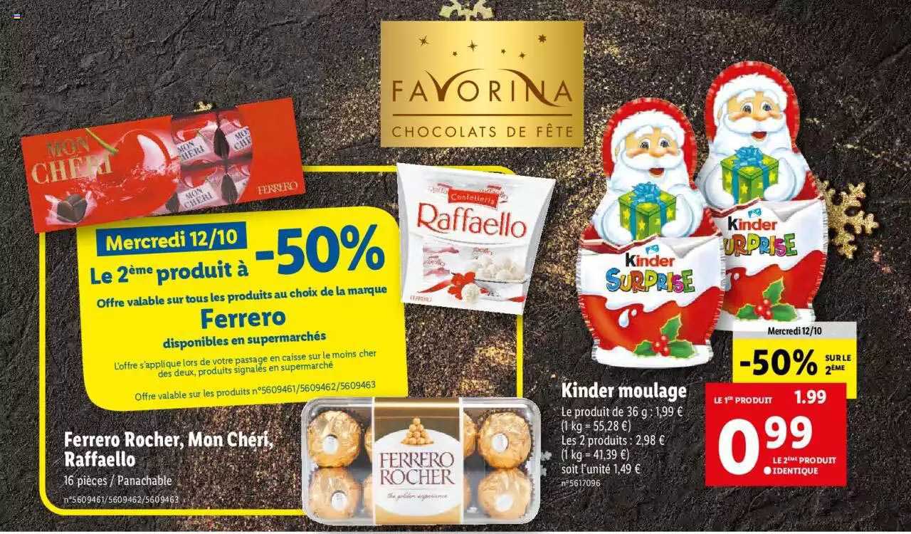 ferrero rocher, mon chéri, raffaello, kinder moulage