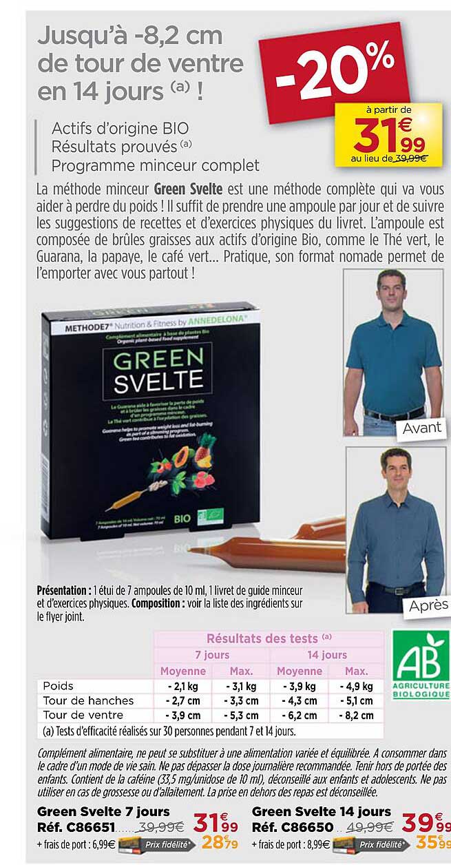 green svelte 7 jours, green svelte 14 jours