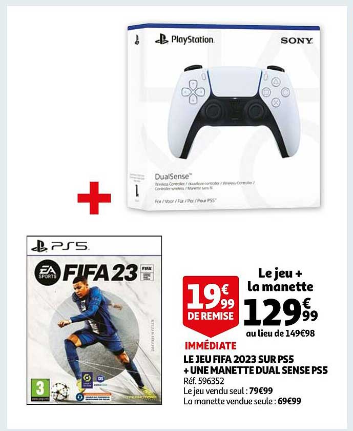 le jeu fifa 2023 sur ps5 + une manette dual sense ps5