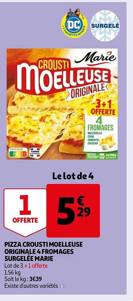 Pizza Croustimoelleuse Originale 4 Fromages Surgelée Marie