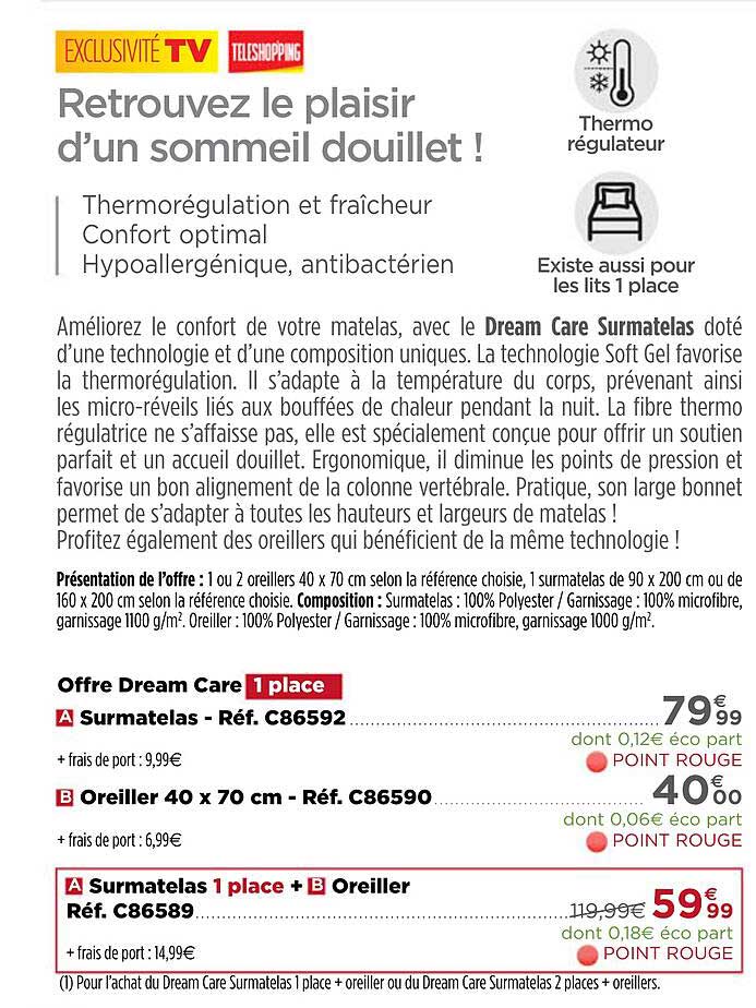 Surmatelas 1 Place + Oreiller