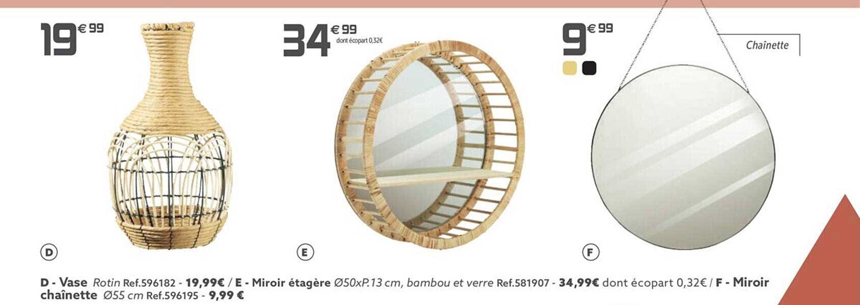 vase, miroir étagère, miroir chaînette