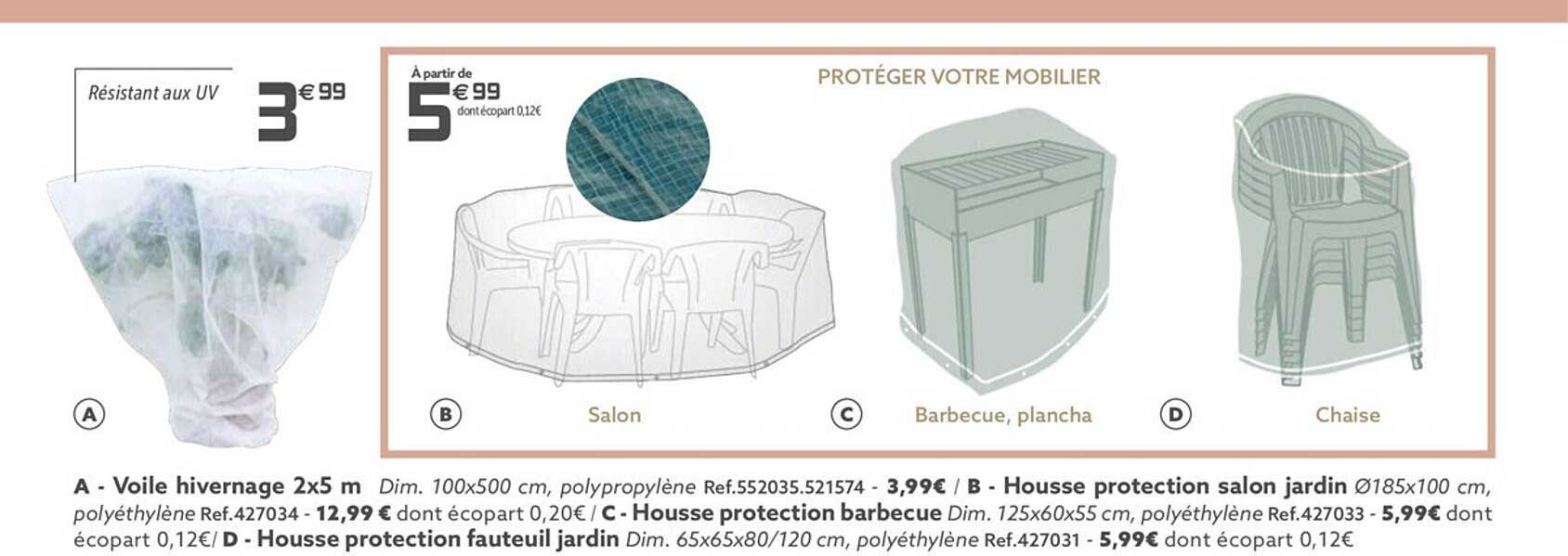 voile hivernage 2x5 m, housse protection salon jardin, housse protection barbecue, housse proteciton fauteuil jardin