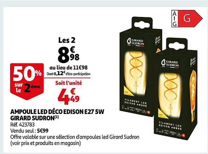 ampoule led déco edison e27 5w girard sudron