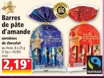 barres de pâte d'amande enrobées de chocolat