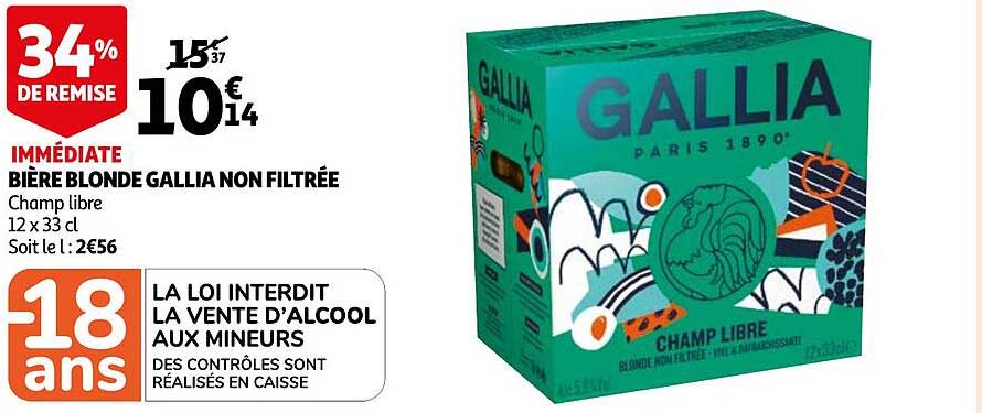 bière blonde gallia non filtrée