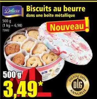 biscuits au beurre dans une boîte métallique délicia