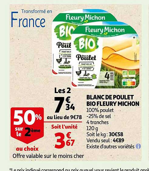 blanc de poulet bio fleury michon