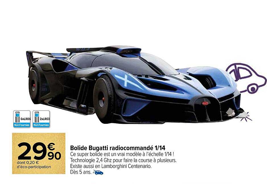 bolide bugatti radiocommandé 1-14