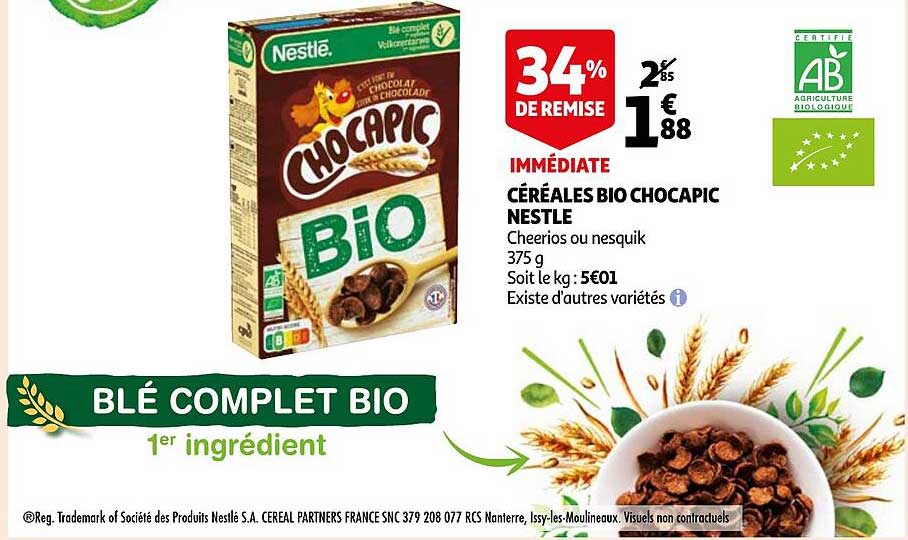 Céréales Bio Chocapic Nestlé