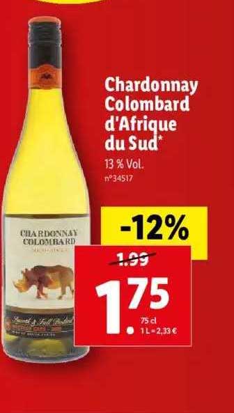 chardonnay colombard d'afrique du sud