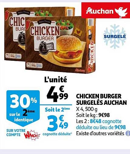 chicken burger surgelés auchan