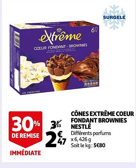 Cônes Extrême Coeur Fondant Brownies Nestlé