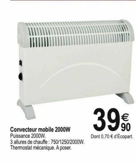 convecteur mobile 2000w