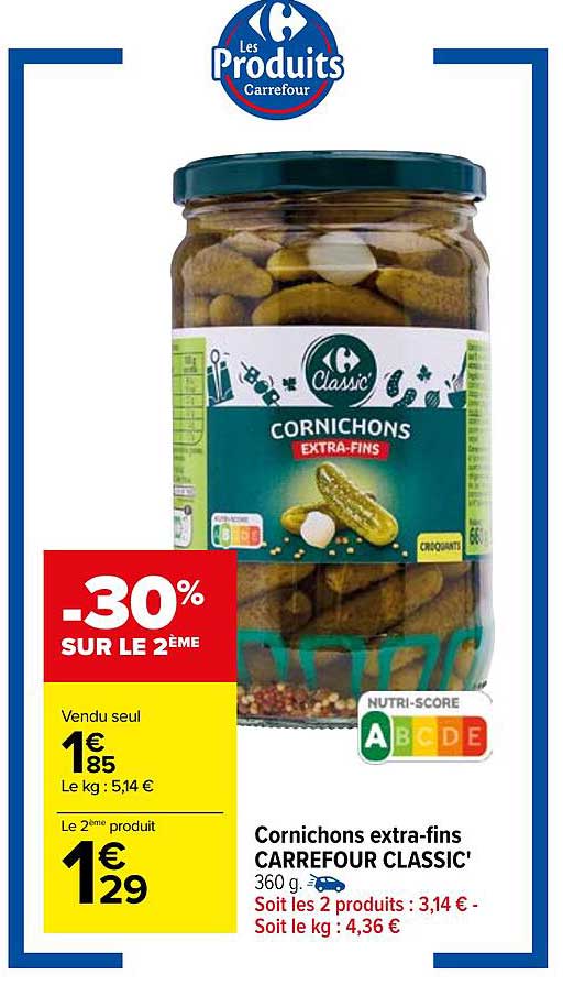cornichons extra-fins carrefour classic'