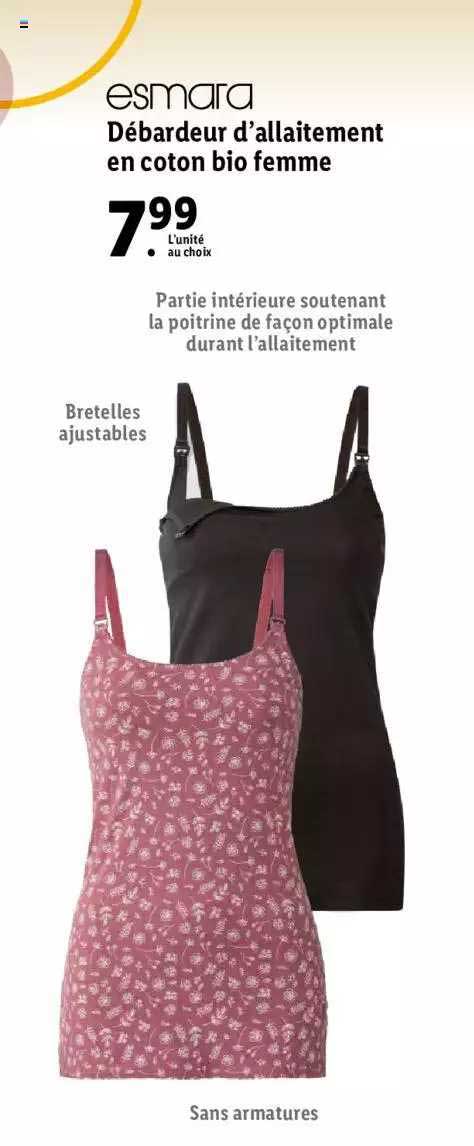 débardeur d'allaitement en coton bio femme esmara