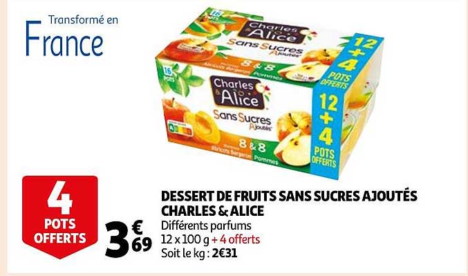 Dessert De Fruits Sans Sucres Ajoutés Charles & Alice