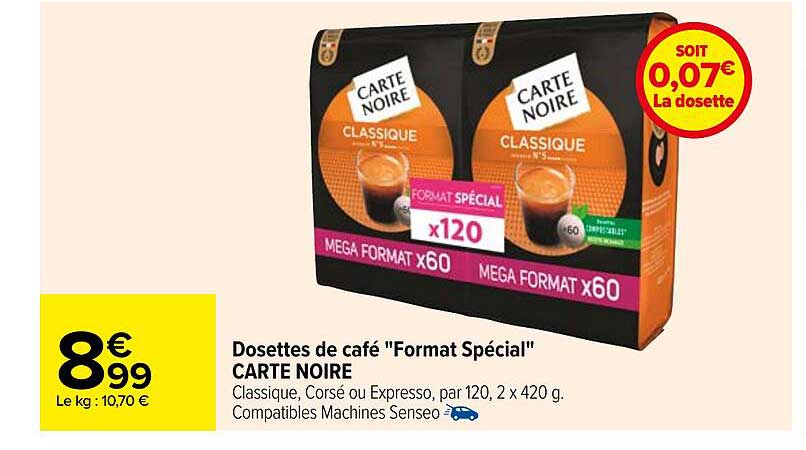 dosettes de café "format spécial" carte noire