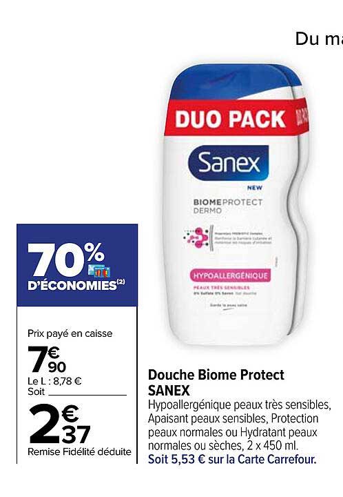 douche biome protect sanex