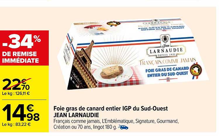 foie gras de canard entier igp du sud-ouest jean larnaudie