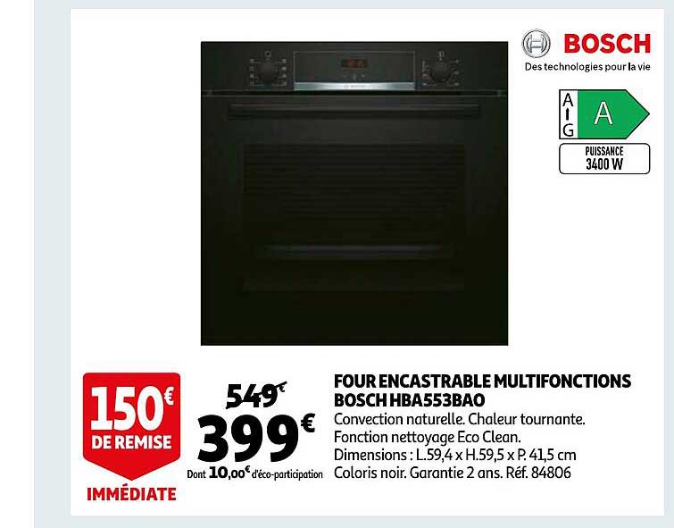 four encastrable multifonctions bosch hba553bao