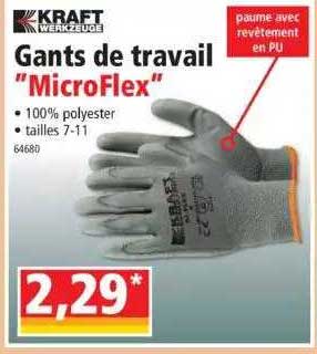 gants de travail "microflex" kraft werkzeuge