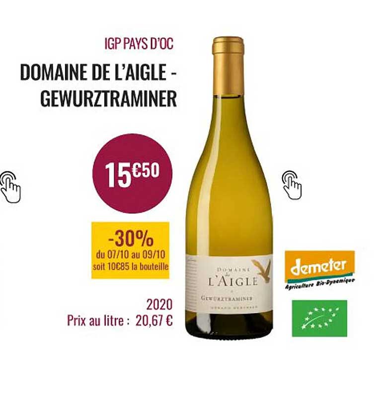 igp pays d'oc domaine de l'aigle - gewurztraminer
