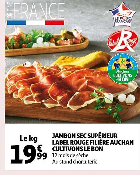 jambon sec supérieur label rouge filière auchan cultivons le bon