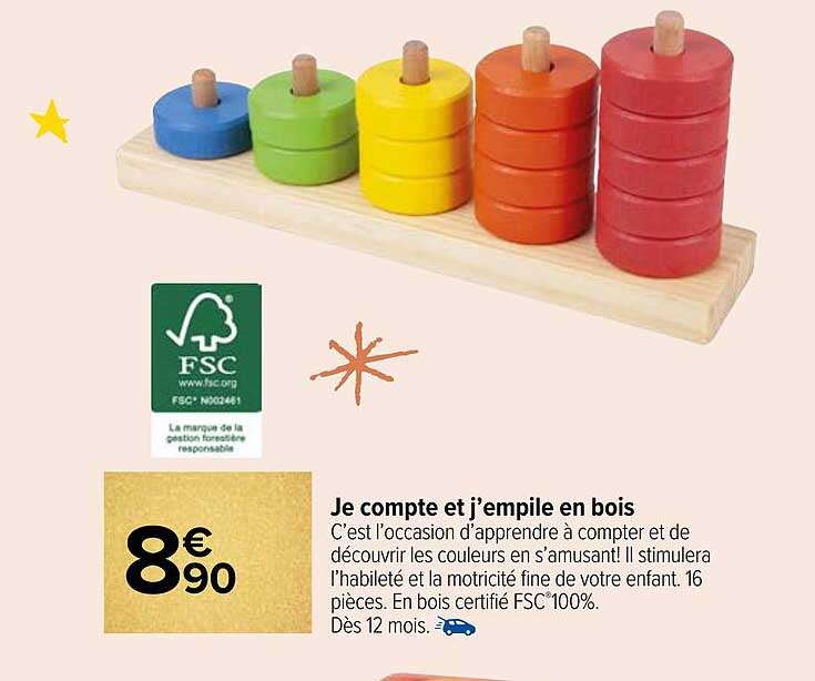 je compte et j'empile en bois