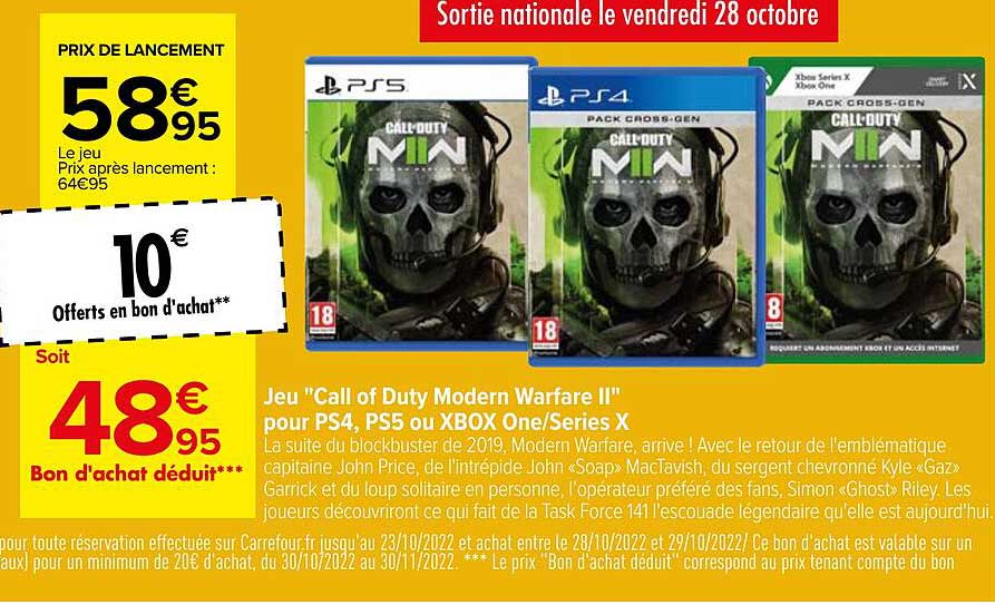 jeu "call of duty modern warfare II" pour ps4, ps5 ou xbox one-Series x