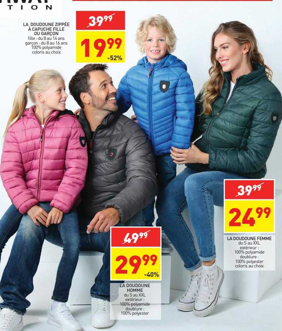 la doudoune zippée à capuche fille ou garçon, la doudoune homme, la doudoune femme