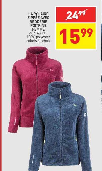 la polaire zippée avec broderie poitrine femme