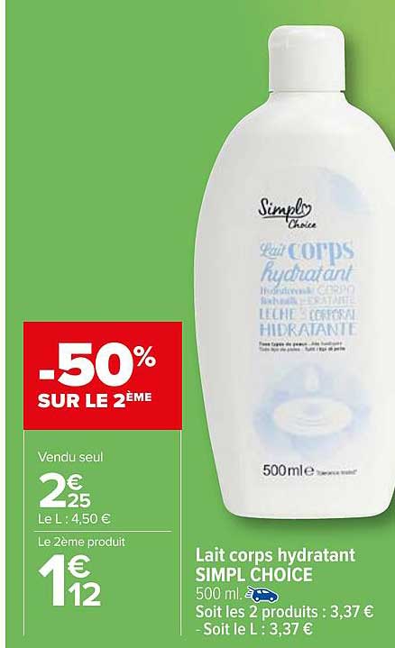 lait corps hydratant simpl choice