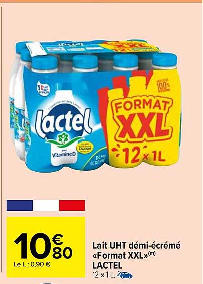 lait uht demi-écrémé «format xxl» lactel