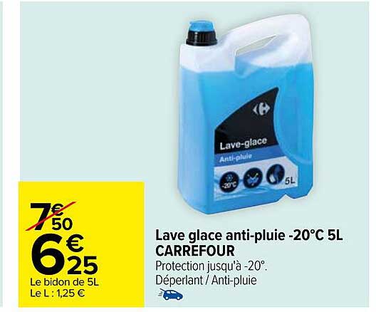 lave glace anti-pluie -20%C 5l carrefour