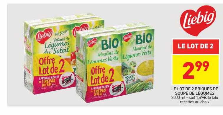 Le Lot De 2 Briques De Soupe De Légumes Liebig