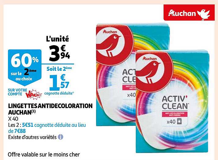 lingettes antidecoloration auchan