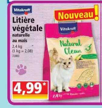 litière végétale naturelle au maïse vitakraft