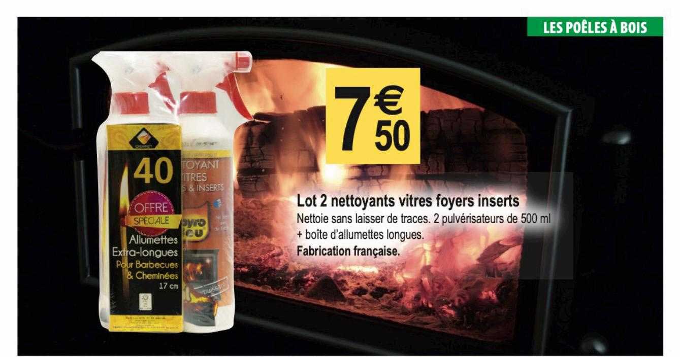 lot 2 nettoyants vitres foyers inserts