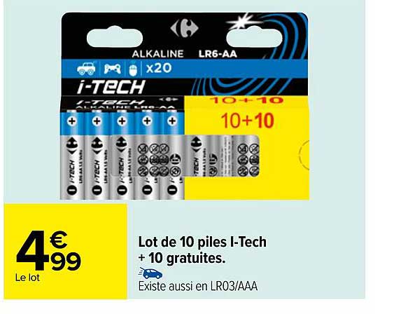 lot de 10 piles i-tech + 10 gratuites