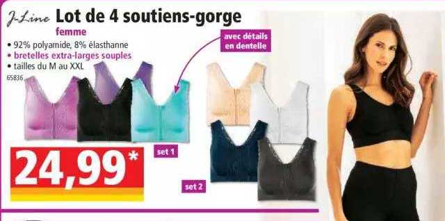 lot de 4 soutiens-gorge femme j-line
